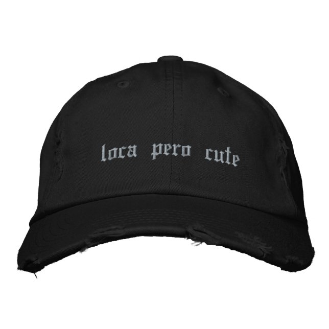 loca pero cute black embroidered hat (Front)