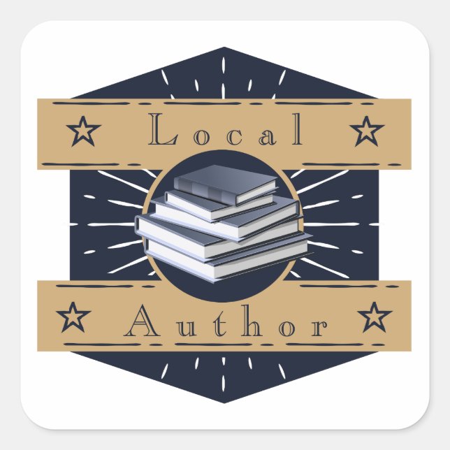 Local Author, Stack of Books Square Sticker (Front)