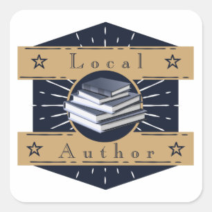 Local Author, Stack of Books Square Sticker