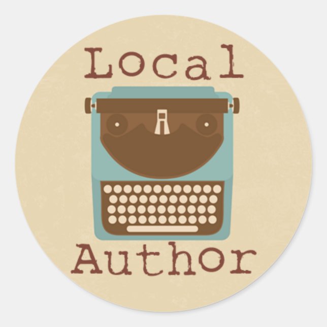 Local Author Typewriter Round Sticker (Front)