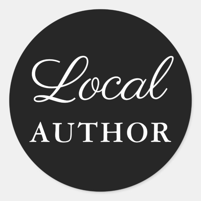 Local Author Writer Book Promo Black Classic Round Sticker (Front)