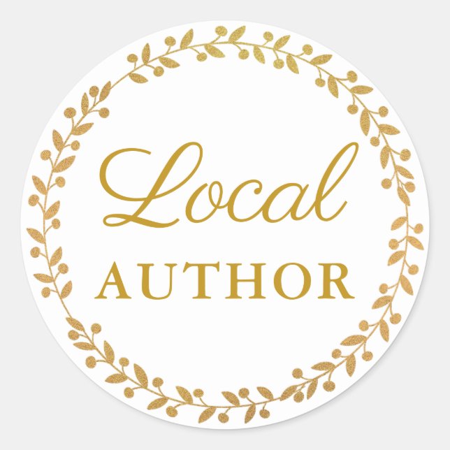 Local Author Writer Book Promo Gold White Classic Round Sticker (Front)