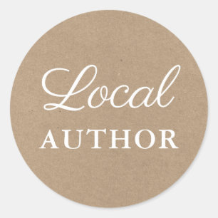 Local Author Writer Book Promo Kraft Classic Round Sticker