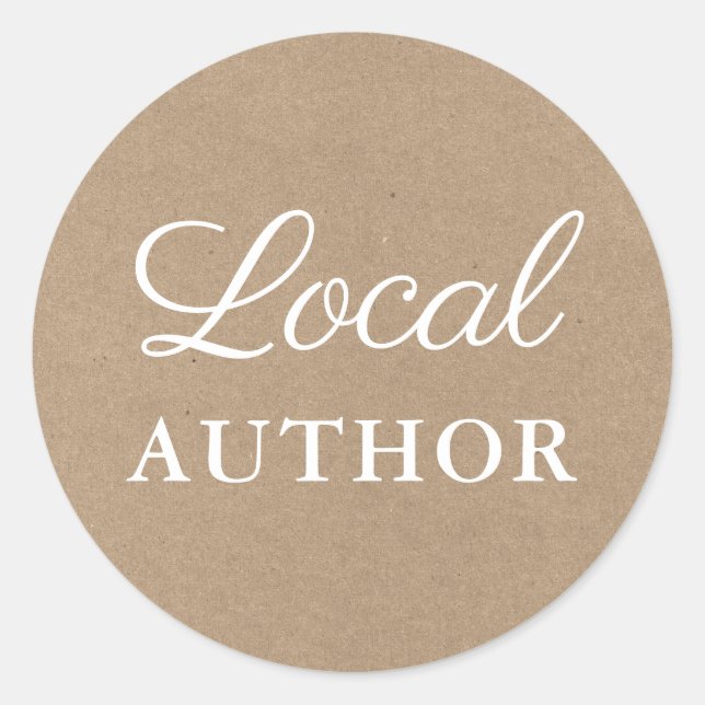 Local Author Writer Book Promo Kraft Classic Round Sticker (Front)