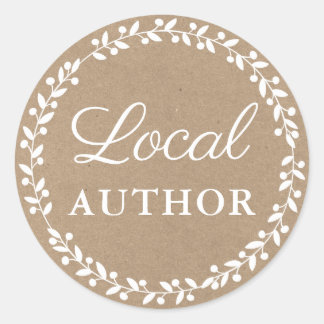 Local Author Writer Book Promo Kraft White Classic Round Sticker