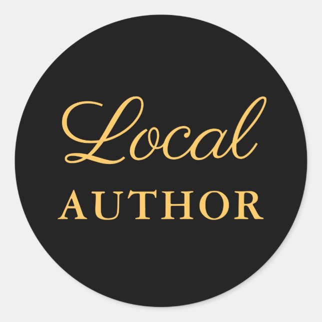 Local Author Writer Gold Black Book Promo Classic Round Sticker (Front)
