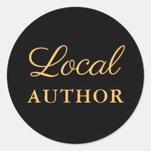 Local Author Writer Gold Black Book Promo Classic Round Sticker