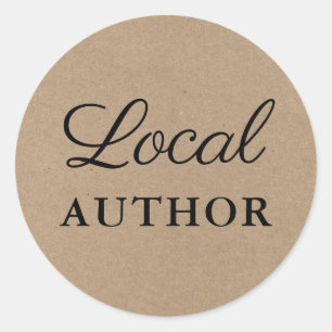 Local Author Writer Kraft Book Promo Classic Round Sticker