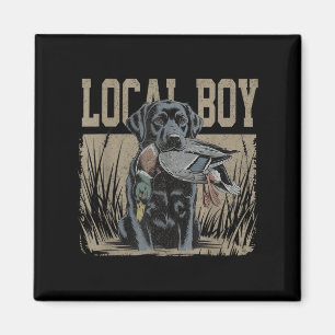 Local Boy Black Lab Hunting Dog Marsh Scene Sunset Magnet