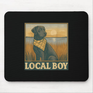 Local Boy Black Lab Hunting Dog Marsh Scene Sunset Mouse Mat
