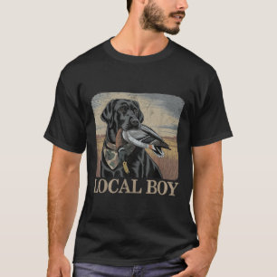 Local Boy Black Lab Hunting Dog Marsh Scene Sunset T-Shirt