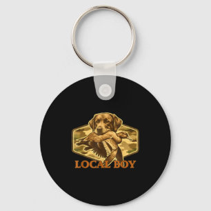 Local boy southern duck hunting black outdoor key ring