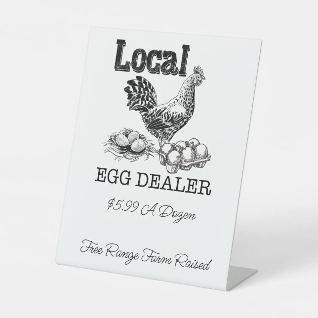 Local Chicken Eggs Dealer Pedestal Sign (Front)