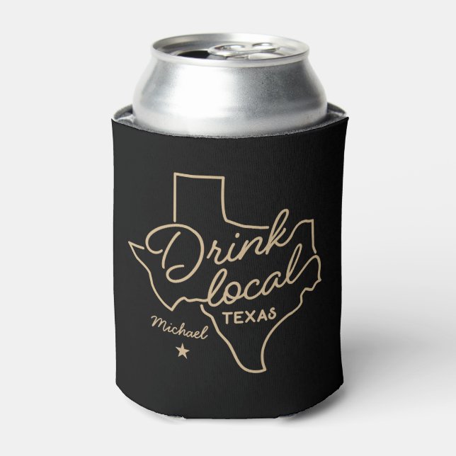 Local Dinking Texas Custom Name Can Cooler (Can Front)