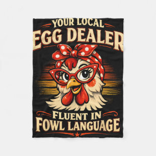 Local Egg Dealer Funny Chicken Farm Vintage Easter Fleece Blanket