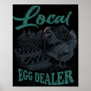 Local Egg Dealer Retro Chicken Funny Farmer Easter Poster