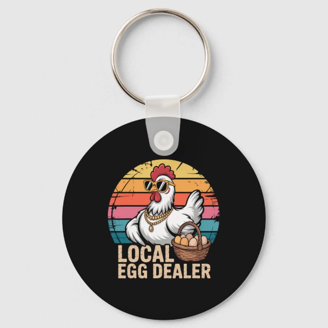 Local Egg Dealer Roster Farmer Funny Chicken Easte Key Ring (Front)