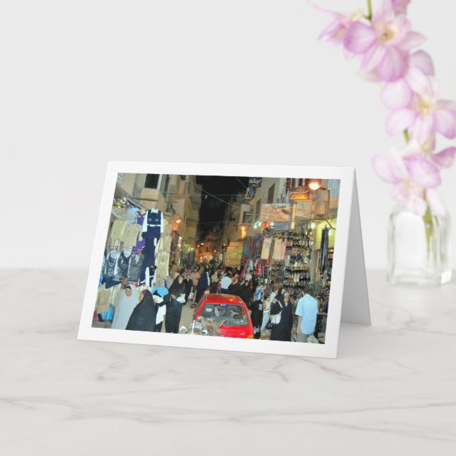 Local Egyptians at Luxor Market Card (Orchid)