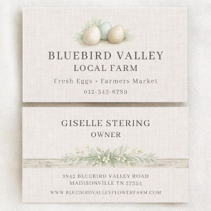 Local Farm Eggs Shabby Chic Linen Business Card
