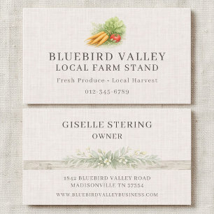 Local Farm Stand Farmers Market Shabby Chic Linen Business Card