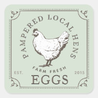LOCAL HENS FARM FRESH EGGS Pale Green Carton Label