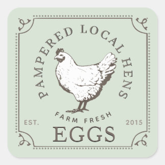 LOCAL HENS FARM FRESH EGGS Pale Green Carton Label