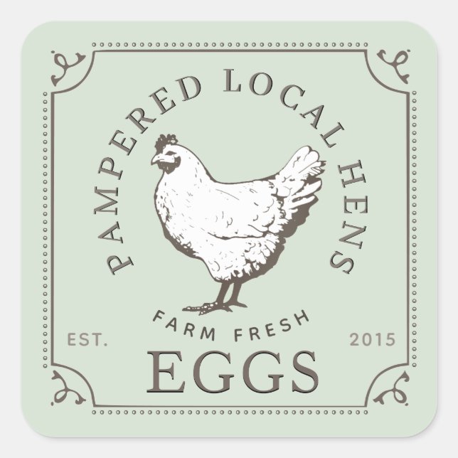 LOCAL HENS FARM FRESH EGGS Pale Green Carton Label (Front)