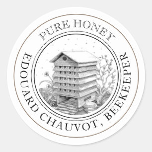 Local Honey Vintage Honey Jar Lid (Bee Hive) Class Classic Round Sticker