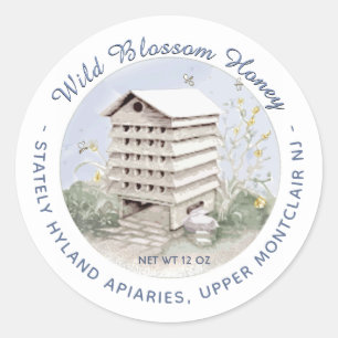 Local Honey Watercolor Vintage Hive Illustration Classic Round Sticker