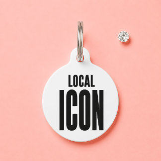 Local Icon Funny White Custom Name Dog Cat Pet Tag