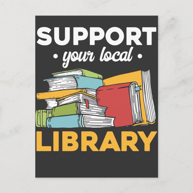 Local Library Support Book Reading Bookworm Postcard (Front)