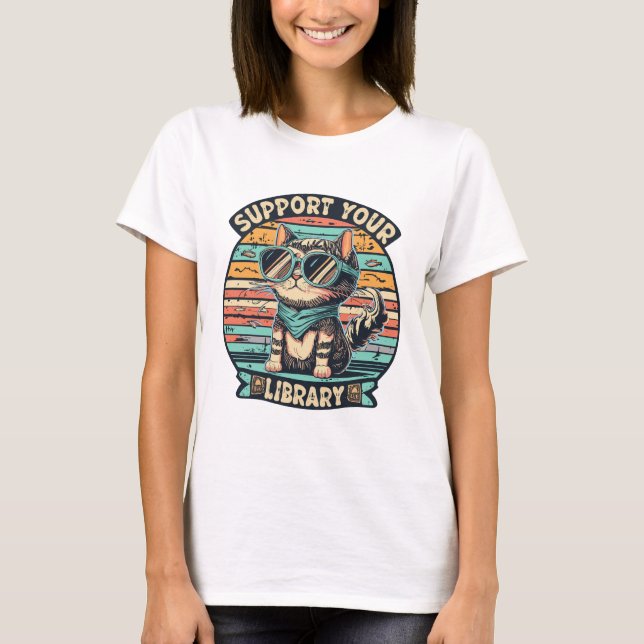 Local Library Support Book Reading Bookworm T-Shirt (Front)