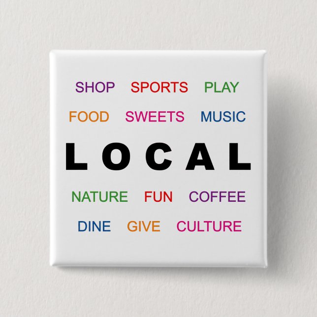 Local Living 15 Cm Square Badge (Front)