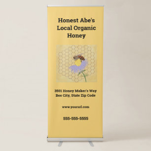 Local Organic Honey Business Banner with Bee