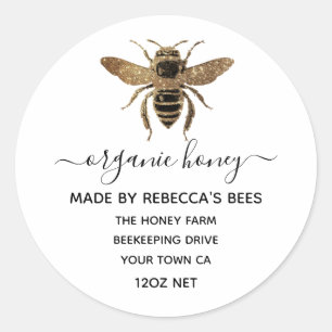 Local Organic Honey Jar Labels   Honeybee