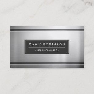 Local Plumber - Premium Silver Metal Business Card