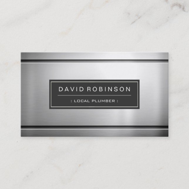 Local Plumber - Premium Silver Metal Business Card (Front)