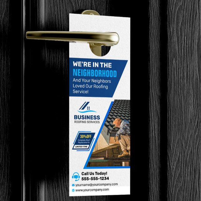 Local Roofing Repair, Re-Roofing, Gutter Service Door Hanger (Creator Uploaded)