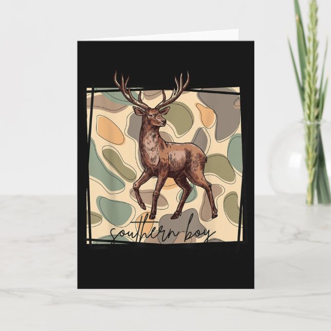 Local Southern Boy Deer Hunting Camo Outdoor Vinta Card (Front)