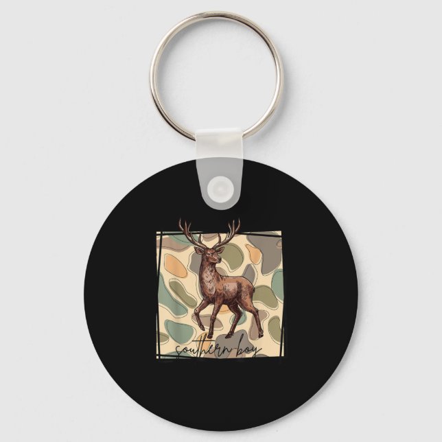 Local Southern Boy Deer Hunting Camo Outdoor Vinta Key Ring (Front)