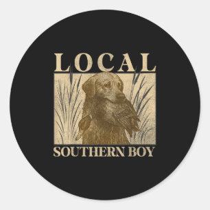 Local Southern Boy Duck Hunting Black Lab Outdoor Classic Round Sticker