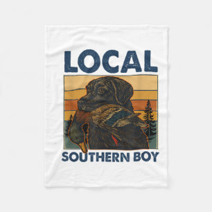 Local Southern Boy Duck Hunting Black Lab Outdoor Fleece Blanket
