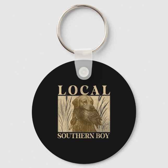 Local Southern Boy Duck Hunting Black Lab Outdoor  Key Ring (Front)