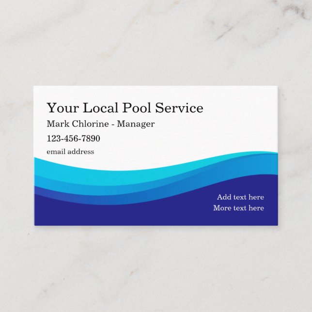 Local Swimming Pool Service Business Card (Front)