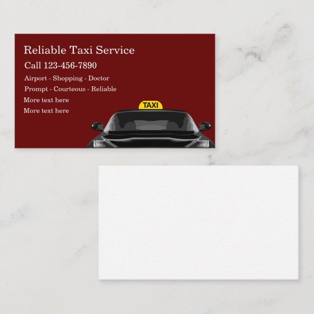 Local Taxicab Car Service Modern Business Card (Front/Back)