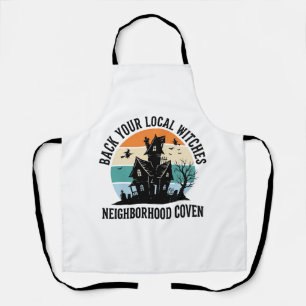 Local Witch Halloween Haunted House Retro Art Apron
