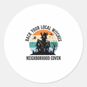 Local Witch Halloween Haunted House Retro Art Classic Round Sticker