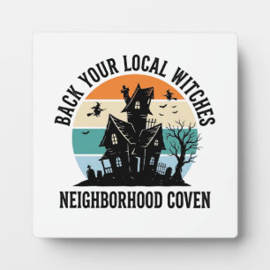 Local Witch Halloween Haunted House Retro Art Plaque