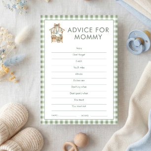 Locally Grown Advice for Mum Baby Shower Game card