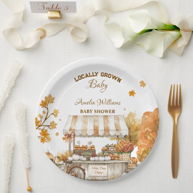 Locally Grown Baby Autumn Farmers Market Paper Plate (Wedding)